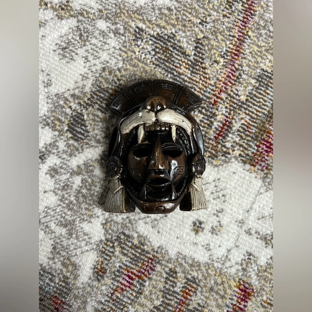 Authentic Mayan Aztec Warrior Mask artifact carved stone from Mexico rare EUC - Picture 7 of 9